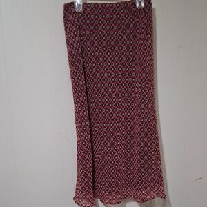 Cato Red and White Patterned Maxi Skirt